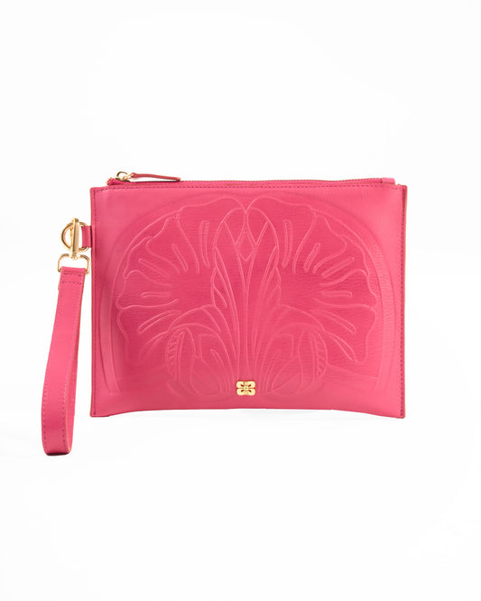 Raspberry rose clutch